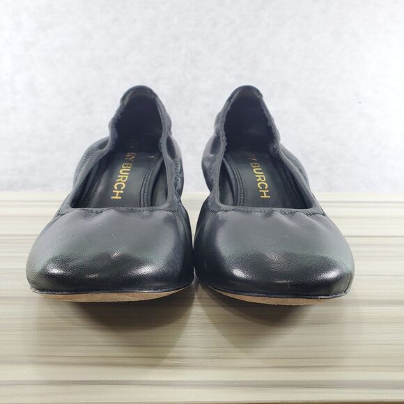 8.5 Tory Burch 55 MM Eddie Pump Chunky Block Heel Ballet Perfect Black Soft - Picture 4 of 10